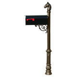 Lewiston Equine Post System With E1 Economy Mailbox, Mounting Plate, Ornate Base And Horsehead Finial , Bronze