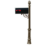 Lewiston Post System With E1 Economy Mailbox, Mounting Plate, Ornate Base And Pineapple Finial , Bronze