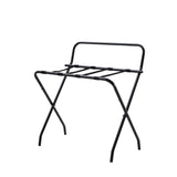 Davao Black Metal High-Back Folding Luggage Rack With Nylon Straps