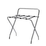 Davao Chrome Metal High-Back Folding Luggage Rack With Nylon Straps
