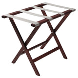 Wooden Mallet Deluxe Straight Leg Luggage Rack, Silver Straps, Mahogany