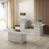 Hallett Embossed Modern Pedestal Coffee Table Set, Champagne Wood