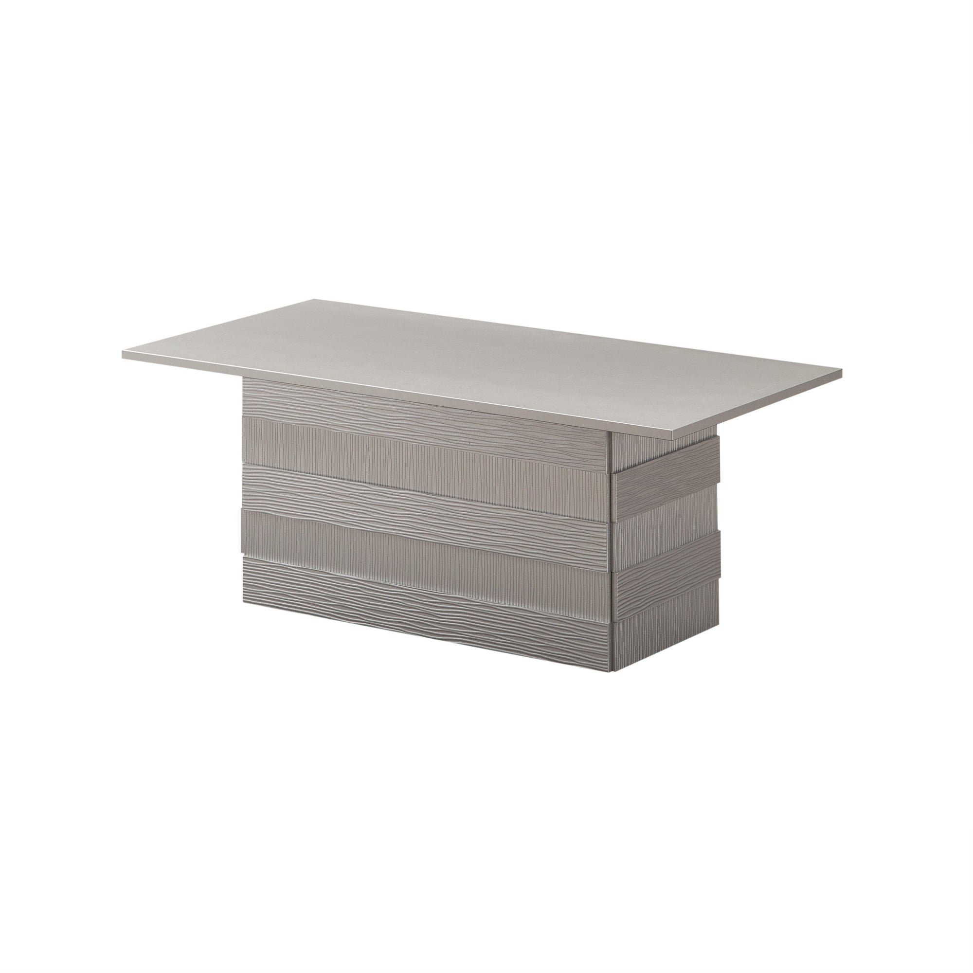 Hallett Embossed Modern Pedestal Coffee Table, Champagne Wood