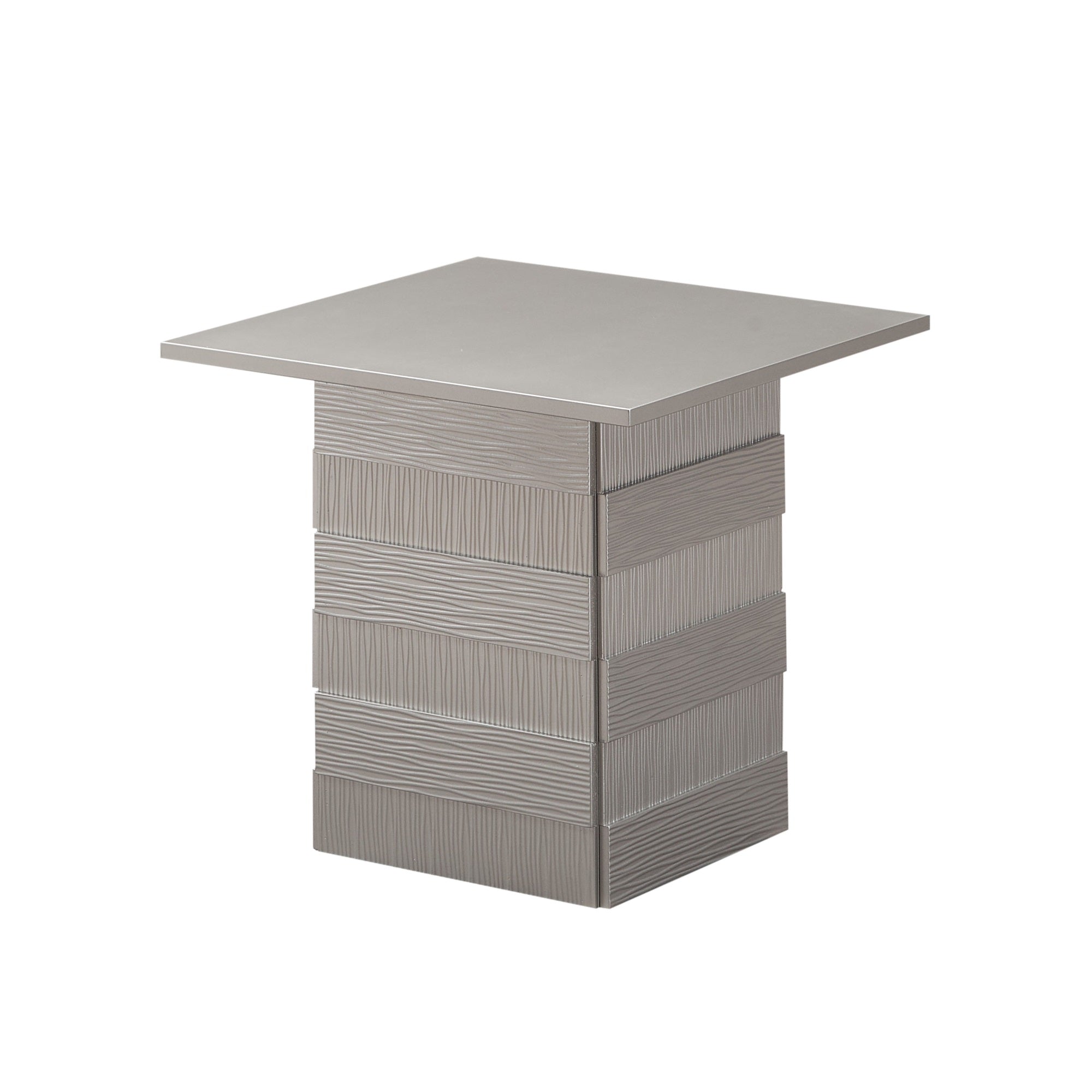 Hallett Embossed Modern Pedestal End Table, Champagne Wood