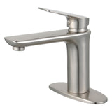 Fauceture Ls4208Cxl Frankfurt Single-Handle Bathroom Faucet With Deck Plate And Drain, Brushed Nickel