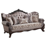 Lv00809 - Sofa W/5 Pillows, Fabric & Antique Oak Finish - Benbek
