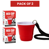 Redcupliving Reusable Red Plastic Shot Cup with Lanyard, 2 oz