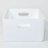 Wooden Ribbed Bins – White
