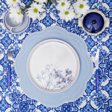 NURTURE SKY BLUE FAUX LEATHER SCALLOPED PLACEMAT