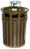 M3600-R-At-Bn-Vv Ergode Trash Receptacle With Ash Urn Lid - Durable Metal Construction, Graffiti-Resistant, Decorative Ring, Lev