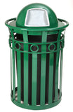 M3600-R-Dt-Gn-Vv Ergode Trash Receptacle - Durable Metal With Dome Lid, Graffiti-Resistant, Decorative Ring, Leveling Feet, Plas
