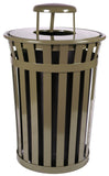 Ergode M3601-Rc-Bn-Vv Outdoor Trash Receptacle | Durable Steel Construction | Graffiti Deterrent | Tgic Powder Coated | Rain Cap