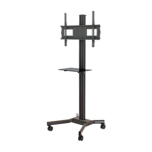 Mobile Cart With Tempered Glass Shelf, Height And Tilt Adjustment For 37 To 70 Plasma, Lcd Or Led Displays