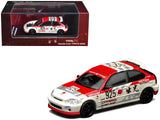 Honda Civic Type R (EK9) RHD (Right Hand Drive) #925 Idemitsu Motion White and Red 1/64 Diecast Model Car by MotorHelix