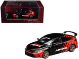 Honda Civic Type R (FL5) RHD (Right Hand Drive) ADVAN Black and Red 1/64 Diecast Model Car by MotorHelix