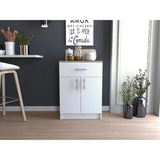 Tuhome Mayorca Multistorage Pantry Cabin, One Drawer, Two Internal Shelves, Countertop, Metal Handle, White/Light Oak, For Kitch