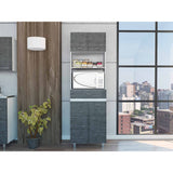 Tuhome Caribe Microwave Cabinet, Four Legs, One Drawer, Two-Doors Cabinets, One Shelf For Microwave, Smoky Oak, For Kitchen Room