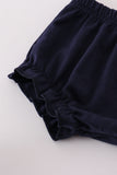 Navy plaid nativity embroidery girl bloomers set