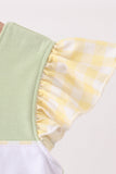 Green Princess Frog Embroidery Ruffle Dress
