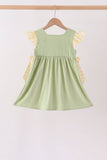 Green Princess Frog Embroidery Ruffle Dress