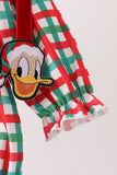 Red Character Embroidery Gingham Bubble