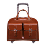 L Series | DAVIS | 15 Leather Wheeled Ladies Laptop Briefcase Brown
