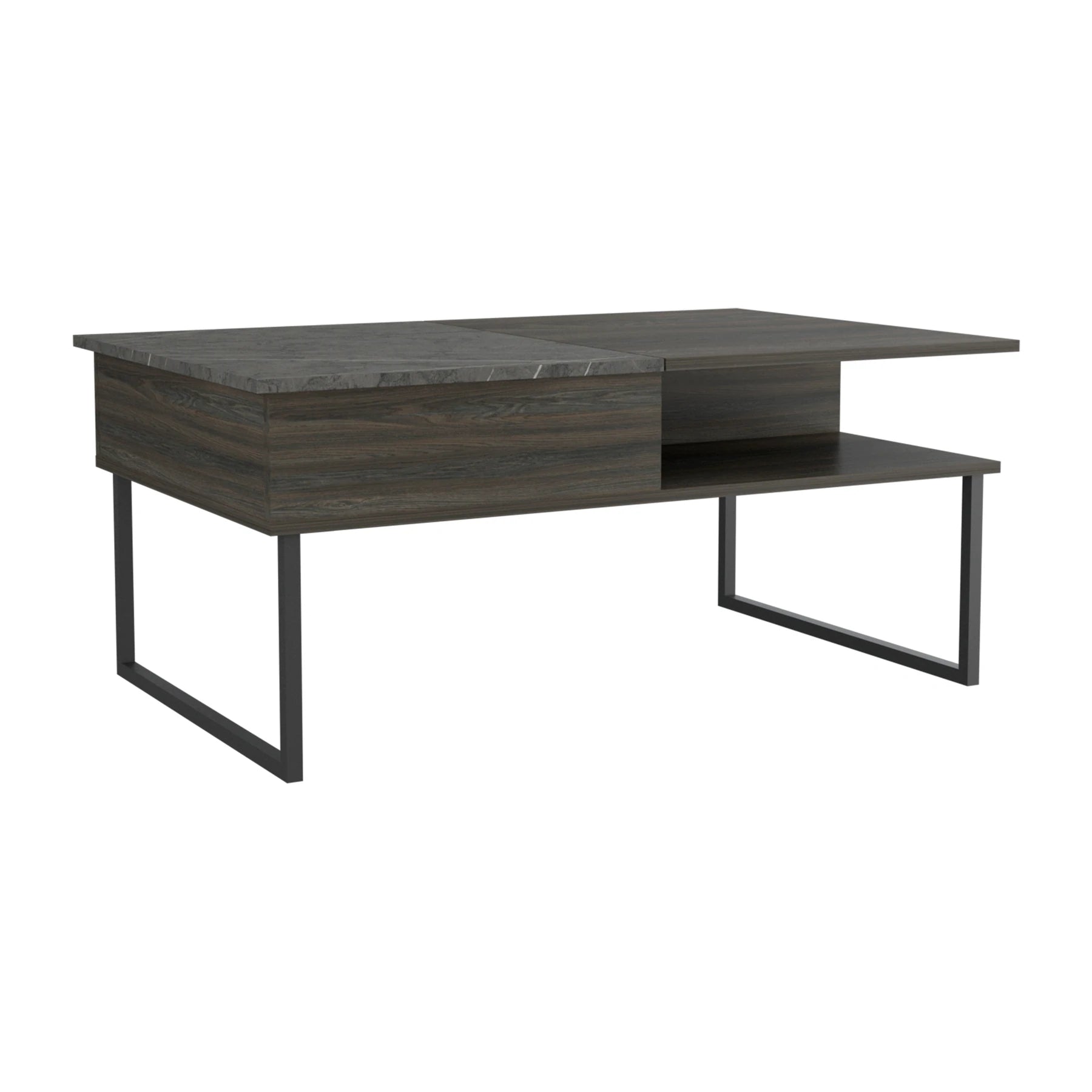 Tuhome Armin Lift Top Coffee Table, One Shelf, Countertop Table, One Flexible Shelf, Espresso+Onyx, For Living Room