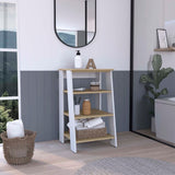 Tuhome St. Lucia Linen Cabinet, Vertical, Four Shelves, Countertop, Light Oak - White , For Bathroom