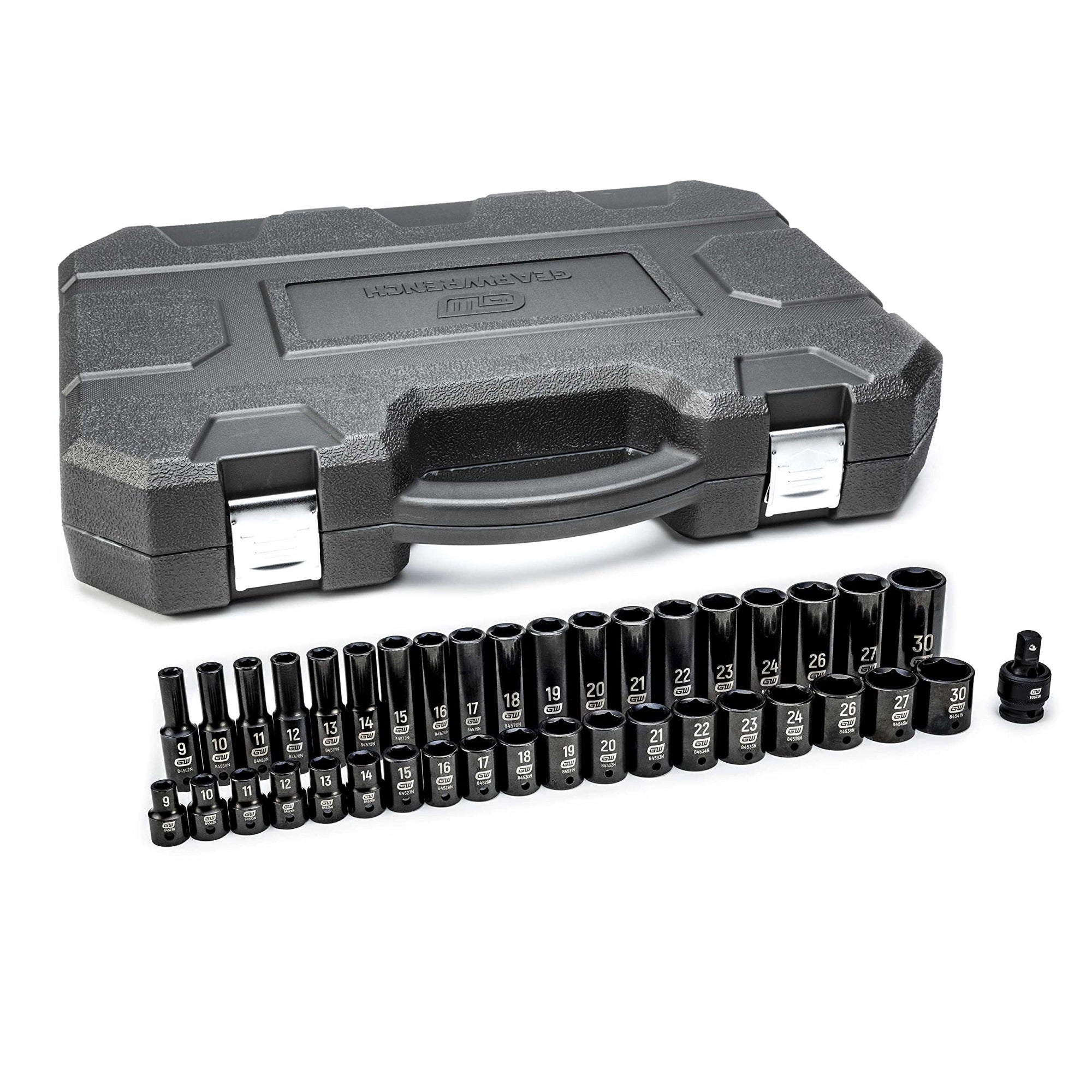 1/2'' Dr 6 Pt Metric, Standard/Deep Impact Socket Set, 39Pc