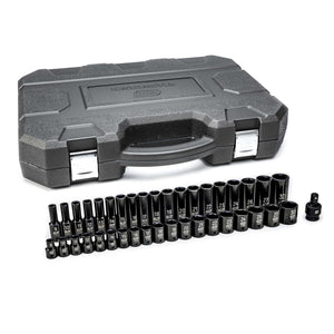 1/2'' Dr 6 Pt Metric, Standard/Deep Impact Socket Set, 39Pc