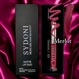 SYDONI MERLOT MATTE LIP DUO – Merlot Matte Liquid Lipstick with Berry Lip Pencil
