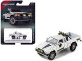 1985 Toyota Hilux SR5 Pickup Truck White with Black Graphics Collection Series 1/64 Diecast Model Car by Majorette