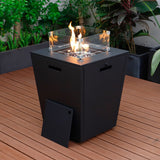 Leisuremod Marlin Modern Black Aluminum Outdoor Patio Chaise Lounge Chair With Arms And Square Fire Pit Side Table Perfect For P