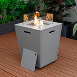 Leisuremod Marlin Modern Grey Aluminum Outdoor Patio Chaise Lounge Chair With Arms And Square Fire Pit Side Table Perfect For Pa