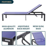 Leisuremod Marlin Modern Black Aluminum Outdoor Patio Chaise Lounge Chair With Square Fire Pit Side Table Perfect For Patio, Law