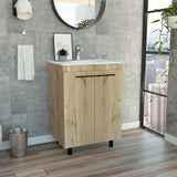 Tuhome Khari 60 Floor Cabinet, Four Legs, Two Door Cabinet, Two Shelves, Pine, For Bathroom