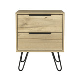 Tuhome Augusta 2 Night Stand- Four Legs, Two Drawers-Light Oak, For Bedroom