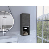 Tuhome Mila Bathroom Cabinet, Two Internal Shelves, Two External Shelves, One-Door Cabinet, Smoky Oak, For Bathroom