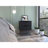 Tuhome Augusta 2 Night Stand- Four Legs, Two Drawers-Black, For Bedroom