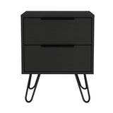 Tuhome Augusta 2 Night Stand- Four Legs, Two Drawers-Black, For Bedroom