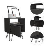Tuhome Augusta Night Stand, Two Shelves, One-Door Drawer, Four Steel Legs-Black, For Bedroom