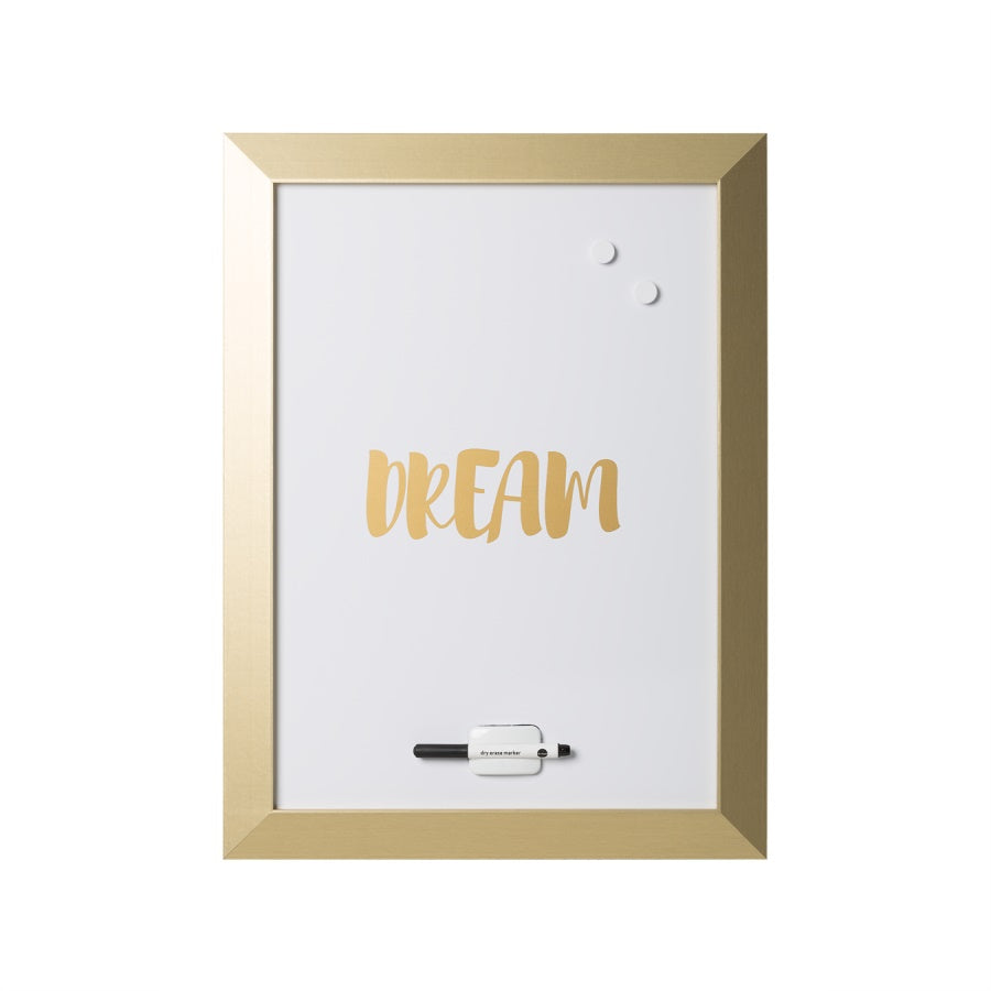 Magnetic Dry-Erase Quote Board, Dream Quote, Gold Metallic Frame, 18 X 24,