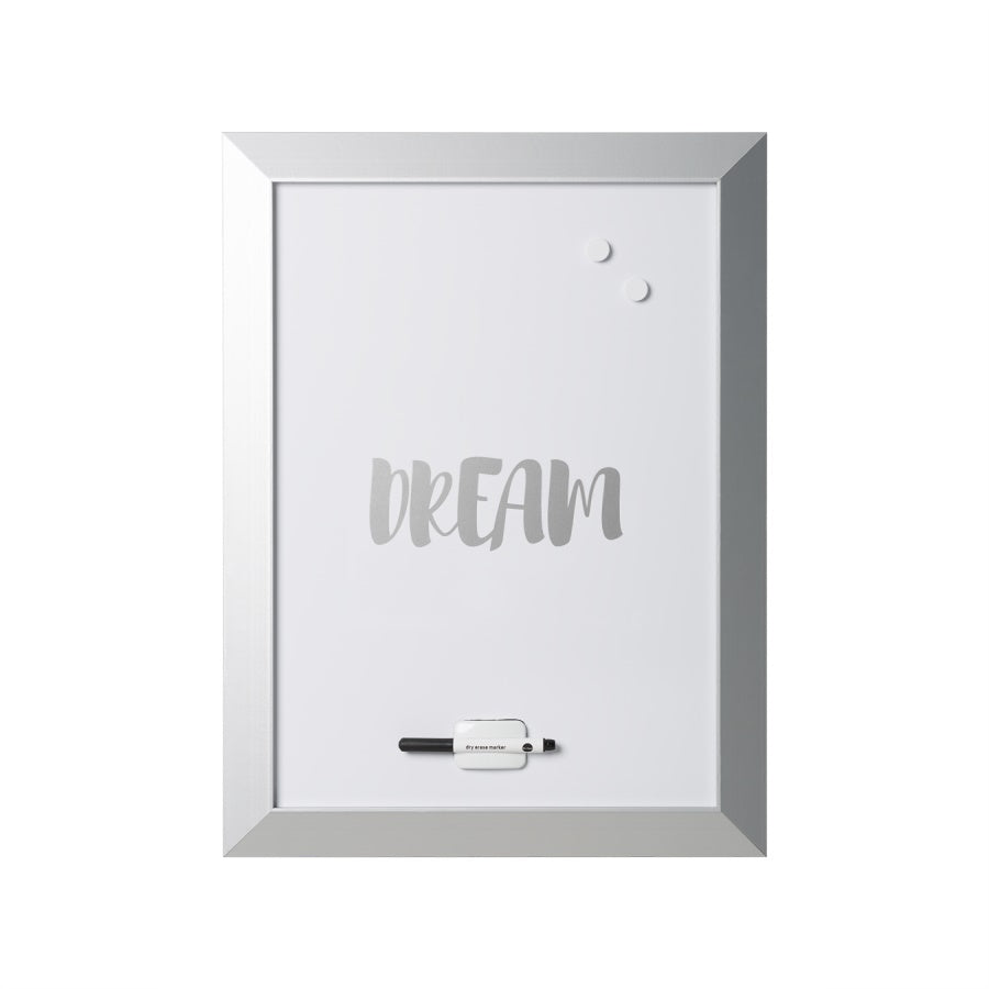 Magnetic Dry-Erase Quote Board, Dream Quote, Silver Metallic Frame, 18 X 24,