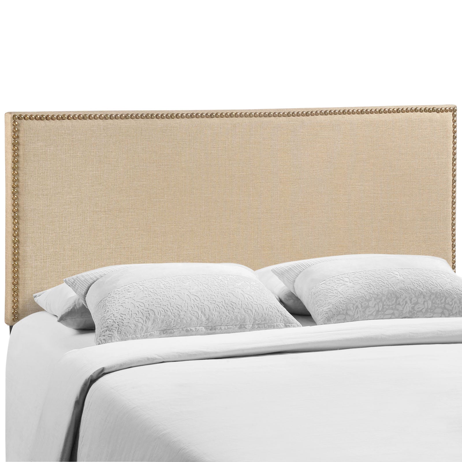 Region Queen Nailhead Upholstered Headboard - Cafe