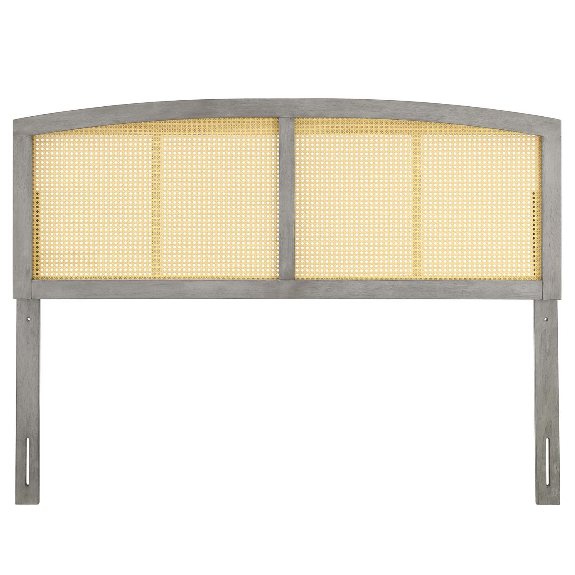 Halcyon Cane Woven Rattan Full Headboard - Serene Island Vibe, Mid-Century Modern Design, Natural Wood Frame, Arched Shape, Vers