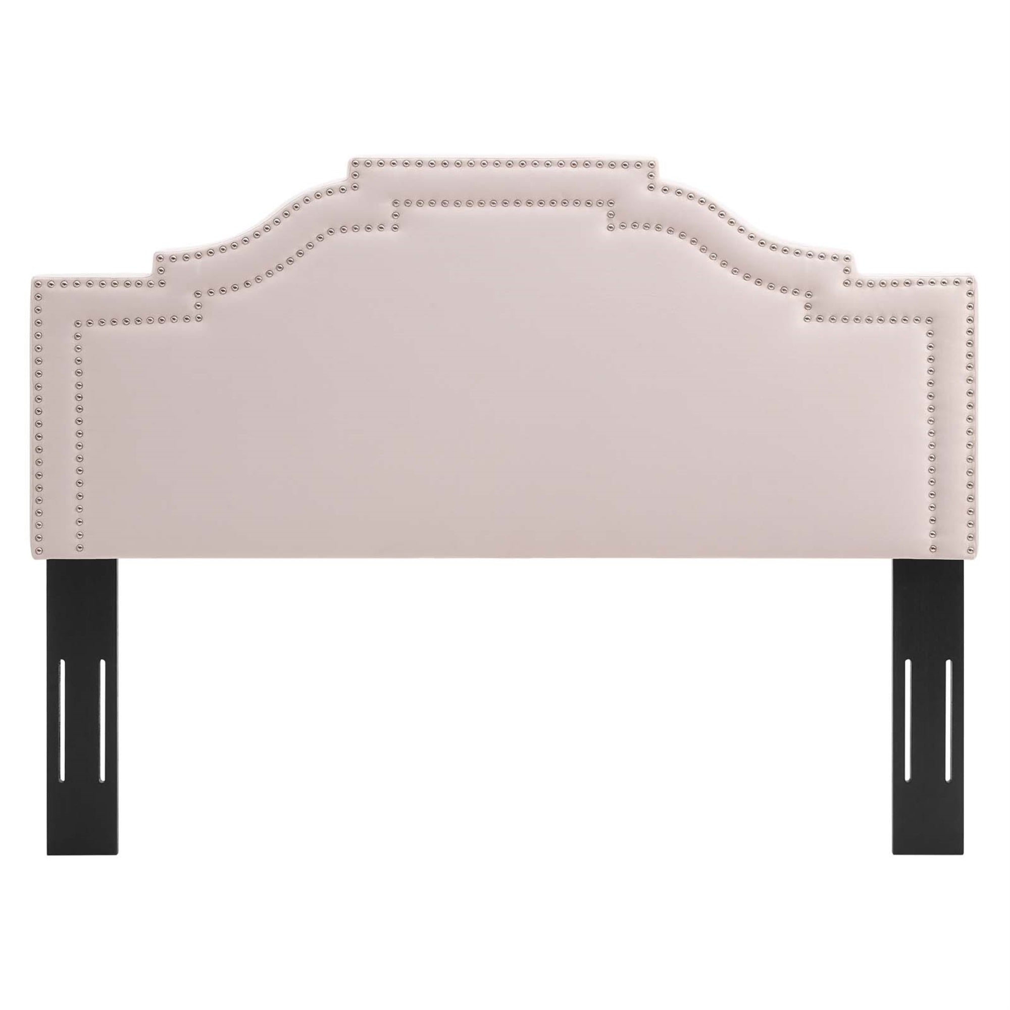 Lucia Performance Velvet King/California King Headboard - Glamorous Art Deco Design With Nailhead Trim - Soft And Durable Velvet