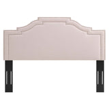 Lucia Performance Velvet King/California King Headboard - Glamorous Art Deco Design With Nailhead Trim - Soft And Durable Velvet