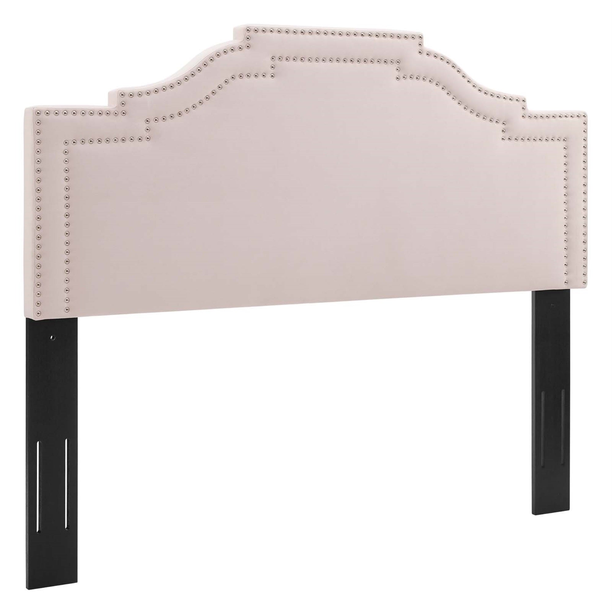 Lucia Performance Velvet King/California King Headboard - Glamorous Art Deco Design With Nailhead Trim - Soft And Durable Velvet