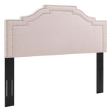 Lucia Performance Velvet King/California King Headboard - Glamorous Art Deco Design With Nailhead Trim - Soft And Durable Velvet