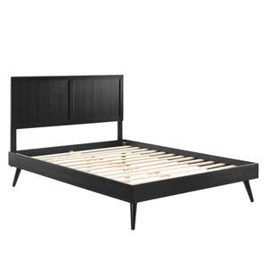 Alana Wood Queen Platform Bed - Retro Charm, Natural Beauty, Durable Construction, No Box Spring Needed - Black